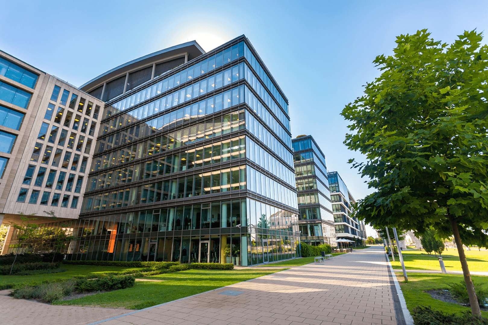A modern building containing BIPV products by ML System.